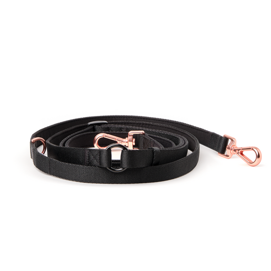 Metro Hands Free Leash - Black / Shiny Rose Gold