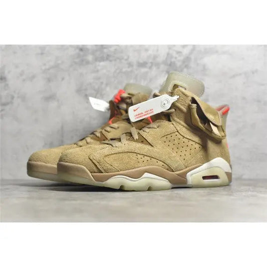 Travis Scott x Air Jordan 6 Retro "British Khaki" — Khaki / Bright Crimson