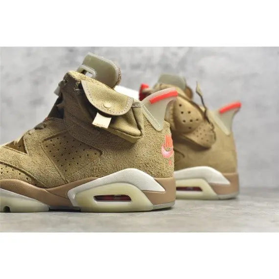 Travis Scott x Air Jordan 6 Retro "British Khaki" — Khaki / Bright Crimson